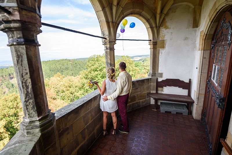 A beautiful panoramic view opens from the balcony of the castle