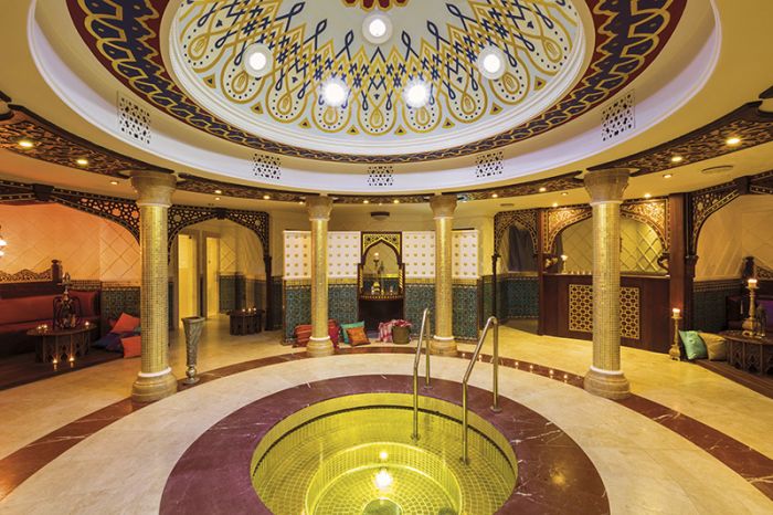 The hotel complex includes a Turkish hammam