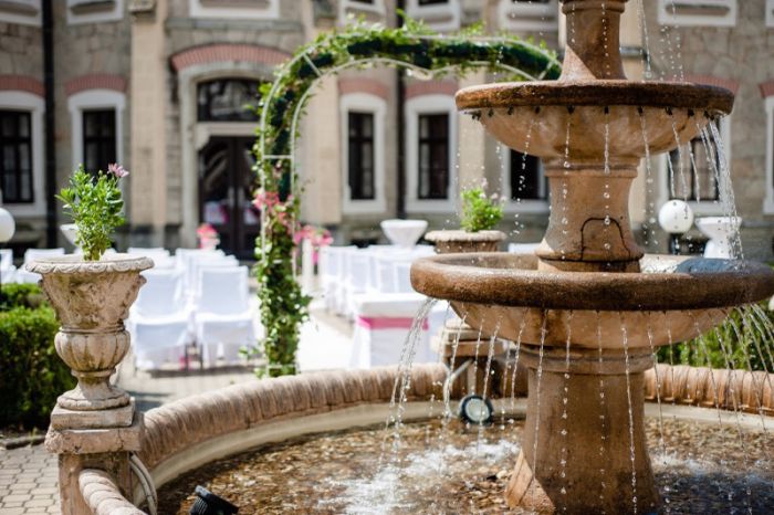 Hotel Stekl's courtyard is ideal for a wedding ceremony during the warmer months.