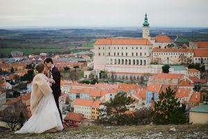 Panoramic view of the city of Mikulov as if from an old fairy tale
